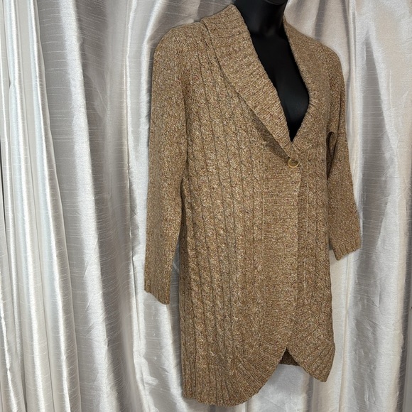 Modern Soul NWT QVC Cable Knit Acrylic Blend Speckled Long Women’s S Cardigan - Picture 3 of 8